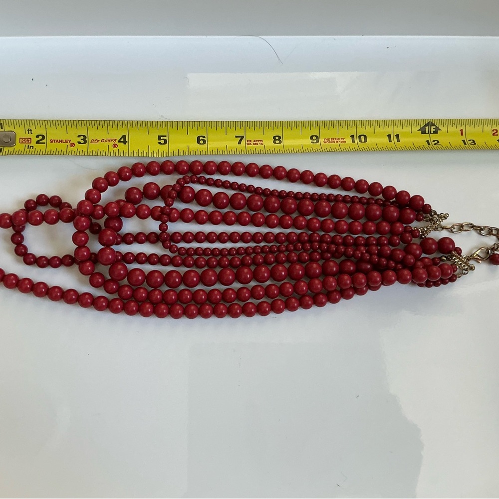 Statement Elegant Red Beaded Necklace - image 2